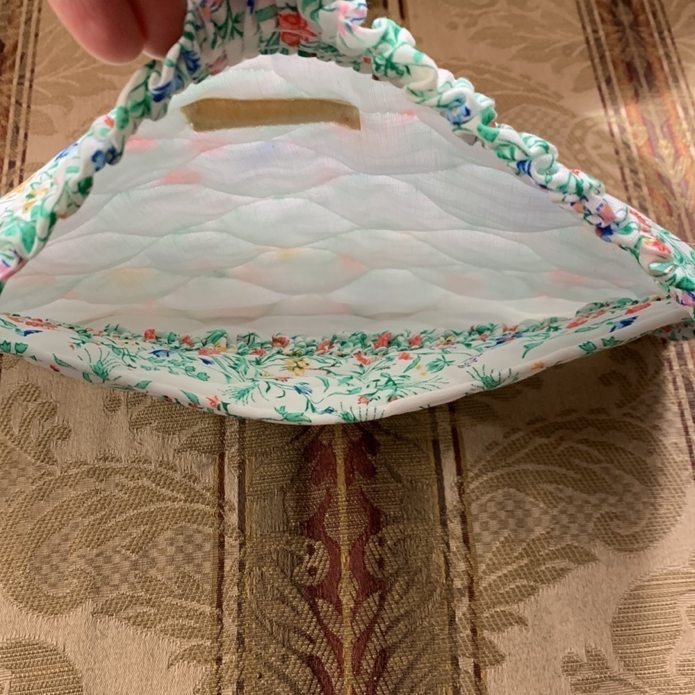vintage handmade quilted Ruffle envelope pouch travel bag wildflower nwot fabric - Picture 6 of 7